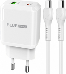 Incarcator Retea Cu Cablu USB Type-C BLUE Power BCN5 Quick Charge 20W 1 X USB - 1 X USB Tip-C Alb 