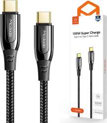 Mcdodo Frost USB TYPE C PD 2.0 cablu QC 4.0 5A 100W 1.2M negru 