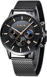 Ceas barbatesc Lige Elegant Fashion Business Mecanism Quartz Otel inoxidabil 