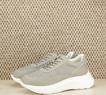 Sneakers piele naturala Aniela gri 