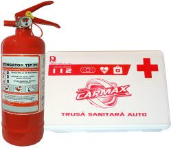 Kit auto economic Trusa sanitara auto + Stingator P1 cu manometru