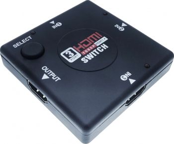 Switch video cu 3 intrari HDMI si o iesire HDMI Full HD 1080p cu comutator negru