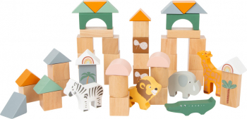Set piese din lemn Cuburi constructie Safari Jucarii lemn Small Foot 