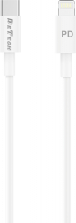 Cablu Date/ Incarcare usb Type-C la iPhone lightning Detech 1m alb tata 