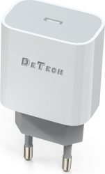 Incarcator compatibil telefon smart Detech Mixt 5V 3.0A / 9V 2.0A / 12V 1.5A iesire mufa mama type-c incarcare rapida alb 