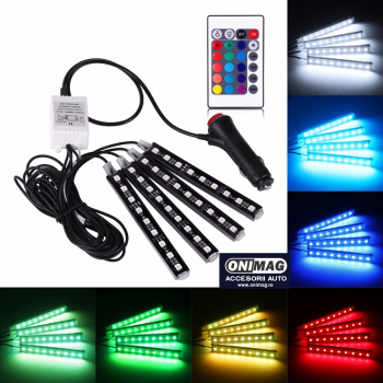 Banda Led RGB lumina ambientala auto multiple culori cu telecomanda 9 Led-uri/banda 
