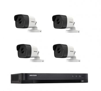 Kit supraveghere 4 camere exterior FULL HD Hikvision 40m infrarosu si DVR 4 canale 3MP Hikvision - 201801014871 