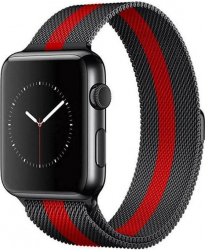 Curea pentru Apple Watch 1/2/3/4/5/6/7/SE Metalica Milanese Loop Black/Red 40 mm 