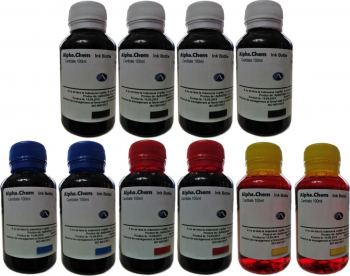 Pachet Flacon Cerneala AlphaChem HP 10/11 4x100ml C4844A Negru 2x100ml C4836A Cyan 2x100ml C4837A Magenta 2x100ml C4838A Galben