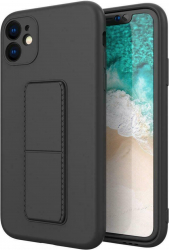 Husa de protectie cu stand metalic magnetic pentru iPhone12 Pro Max silicon Negru CRB-SHO3203 