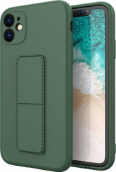 Husa de protectie cu stand metalic magnetic pentru iPhone12 Pro Max silicon Verde inchis CRB-SHO3204 