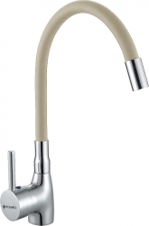 Baterie bucatarie Pyramis ECO FLESSI monocomanda pipa flexibila aerator cu limitare de debit finisaj silicon beige 