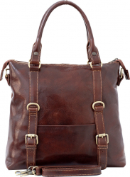 Geanta dama casual din piele naturala vachetta coniac P1153A 