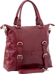 Geanta dama casual din piele naturala vachetta rosu bordo P1153D 