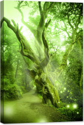Tablou luminos in intuneric GlowforHome Calatorie pe poteca din Padurea fermecata 90 cm x 60 cm 