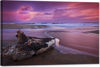 Tablou luminos in intuneric GlowforHome Cer purpuriu peste mare 60 cm x 40 cm 