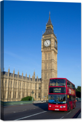 Tablou luminos in intuneric GlowforHome Londra Big Ben si autobuz 90 cm x 60 cm 