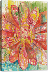 Tablou luminos in intuneric GlowforHome Lucrare abstracta cu petale rosii de floare arta 60 cm x 40 cm 