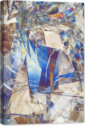 Tablou luminos in intuneric GlowforHome Lucrare Artistica abstracta Albastru si bej cioburi sparte 120 cm x 80 cm 