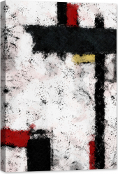 Tablou luminos in intuneric GlowforHome Lucrare Artistica abstracta cu alb negru si rosu 90 cm x 60 cm 