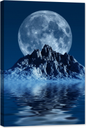 Tablou luminos in intuneric GlowforHome Muntele Cu Luna 90 cm x 60 cm 