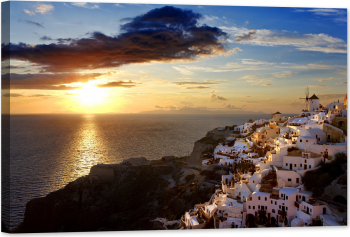 Tablou luminos in intuneric GlowforHome Oia Santorini 60 cm x 40 cm 