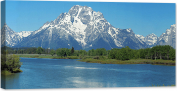 Tablou luminos in intuneric GlowforHome Panorama muntii Teton Wyoming SUA 80 cm x 40 cm 