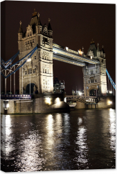 Tablou luminos in intuneric GlowforHome Podul Tower Bridge peste Tamisa in Londra vazut de pe apa 90 cm x 60 cm 