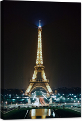 Tablou luminos in intuneric GlowforHome Turnul Eiffel Noaptea 90 cm x 60 cm 