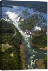 Tablou luminos in intuneric GlowforHome Vedere aeriana a cascadelor Iguazu 60 cm x 40 cm 