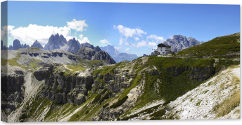 Tablou luminos in intuneric GlowforHome Vedere asupra Dolomitilor in Italia 80 cm x 40 cm 