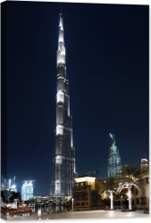 Tablou luminos in intuneric GlowforHome Vedere de noapte Burj Khalifa 90 cm x 60 cm 