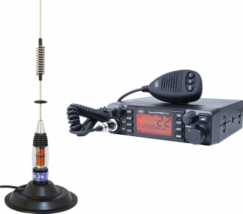 Kit Statie radio CB PNI ESCORT HP 9001 PRO ASQ reglabil AM-FM 12V 4W + Antena CB PNI ML70 26-30MHz 200W 70cm magnet 145 mm inclus 