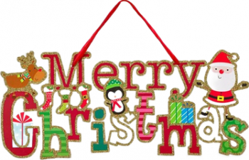 Ornament Merry Christmas cu panglica pentru agatare carton Multicolor JMB-SHO3282 