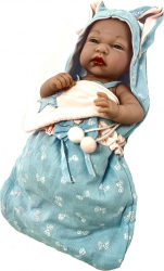 Papusa Bebe Nou Nascut bleu cu scutecel de dormit 30 cm 