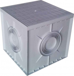 Kit camin PP BASIC patrat Gri cu capac 400 x 400 