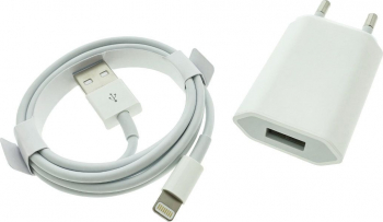 Set incarcator pentru Apple A1400 priza EU 1 x USB 5W cu cablu tip Lightning 1m alb in blister