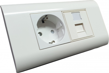 Priza electrica si voce/date LanKATT 1 schuko si 1 x priza voce/date F/STP ecranat cat6A 10GB - 10Gigabit 500Mhz Autosertizare ingropata 