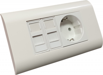 Priza electrica si voce/date LanKATT 1 schuko si 2 x priza voce/date F/STP ecranat full shield cat5e Autosertizare toolless ingropata 