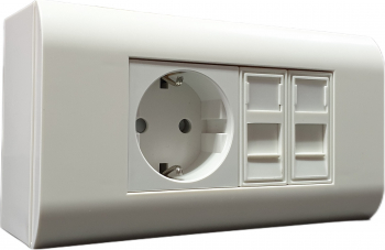 Priza electrica + voce/date LanKATT 1 schuko + 2 x priza voce/date F/STP ecranat full shield cat6 1Gigabit 250Mhz Autosertizare aplicata 