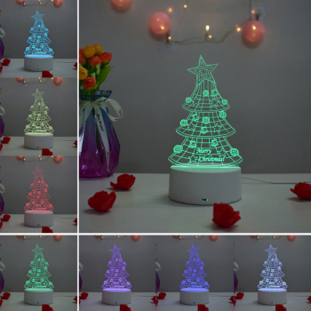 Lampa De Veghe 3D LED Brad de Craciun 7 Culori 