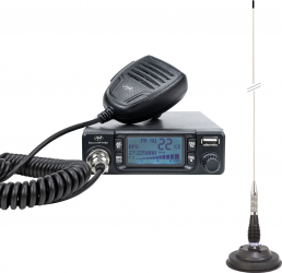 Kit Statie radio CB PNI Escort HP 9700 USB si Antena CB PNI ML100 cu baza magnetica 