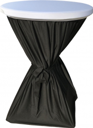 Set masa pliabila rotunda cocktail CULINARO D80xH110cm fata de masa neagra cu panglica capac elastic alb 