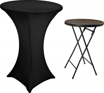 Set RAKI masa inalta cocktail catering culoare cafea D80xH110cm cu husa elastica neagra 
