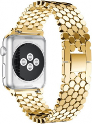 Curea iUni compatibila cu Apple Watch 1/2/3/4/5/6 38mm Jewelry Otel Inoxidabil Gold 