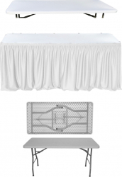 Set evenimente si catering CULINARO masa plianta 152x76xh74cm fusta de masa alba capac elastic alb 