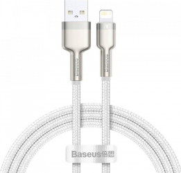 Cablu date Baseus Cafule Metal CALJK-A02 Fast Charging USB la Lightning 1m Alb 
