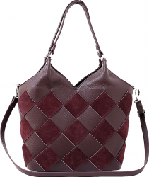 Geanta dama casual din piele naturala visinie FP133F 