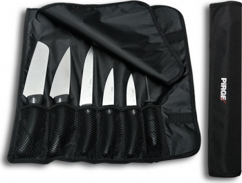 Set 7 piese 5 cutite profesionale otel inoxidabil masat si husa PIRGE DELUX 