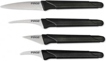 Set 4 cutite carving curbate PIRGE pentru decorat decojit fructe otel inoxidabil 